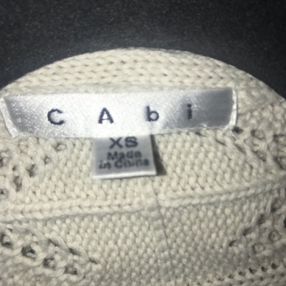 Cabi Knit Open Front Circle Cardigan Off White‎ Beige Eyelet Size XS - Picture 2 of 9